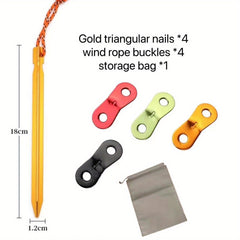 9pcs Aluminum Alloy Nails & Wind Rope Buckles Set with Carry Bag