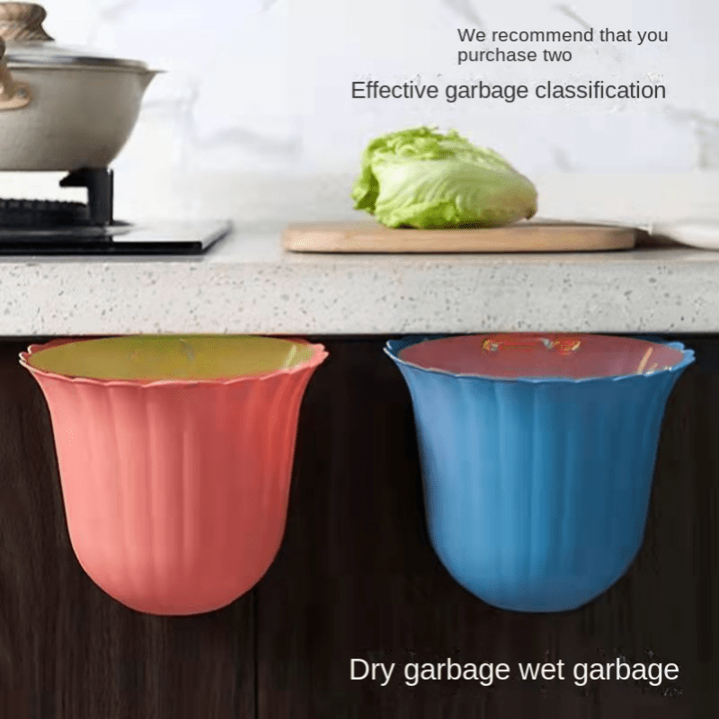 3pcs Wall Mounted Waste Bin with Lid for Office and Bathroom Cabinets