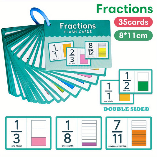 35pcs LACHILLY Double Sided Fraction Flash Cards Educational Math Learning Tool