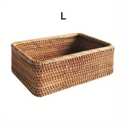 Rattan Braided Storage Basket for Desktop Coffee Table Fruit Toy Snack Sundries