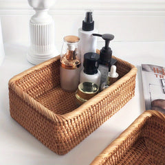 Rattan Braided Storage Basket for Desktop Coffee Table Fruit Toy Snack Sundries