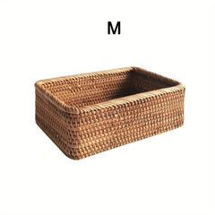 Rattan Braided Storage Basket for Desktop Coffee Table Fruit Toy Snack Sundries