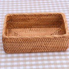 Rattan Braided Storage Basket for Desktop Coffee Table Fruit Toy Snack Sundries