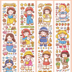 Girl Cartoon Tape Sticker for Book Decoration Washi Paper Film