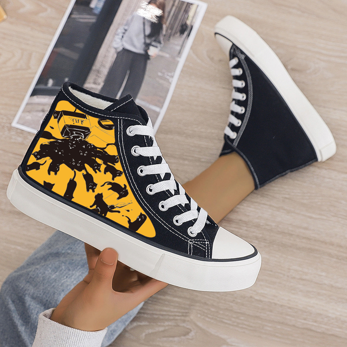 Plush Lined Canvas Chunky Sneakers Warm Winter Shoes