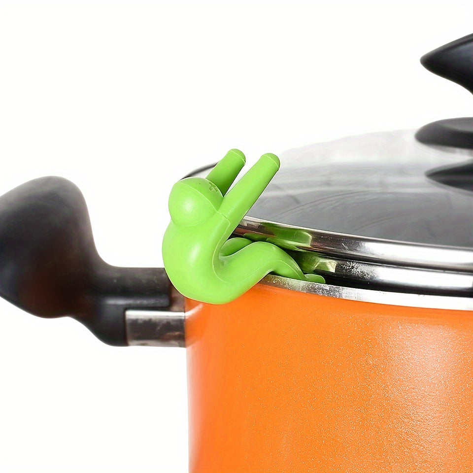 4pcs Lid Holders Silicone Anti overflow Pot Side Clips Kitchen Accessories