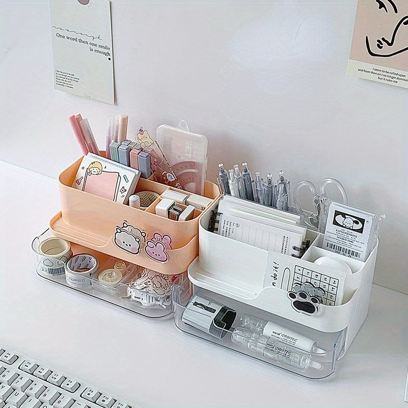 Desktop Storage Box With Compartments And Drawers For Dormitory