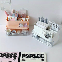 Desktop Storage Box With Compartments And Drawers For Dormitory