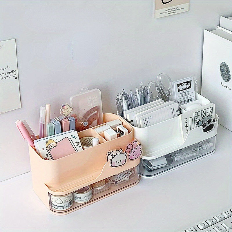 Desktop Storage Box With Compartments And Drawers For Dormitory