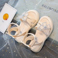 Girls Rhinestone Butterfly Sandals, Summer Lightweight Open Toe