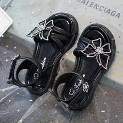 Girls Rhinestone Butterfly Sandals, Summer Lightweight Open Toe