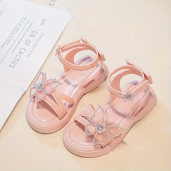 Girls Rhinestone Butterfly Sandals, Summer Lightweight Open Toe