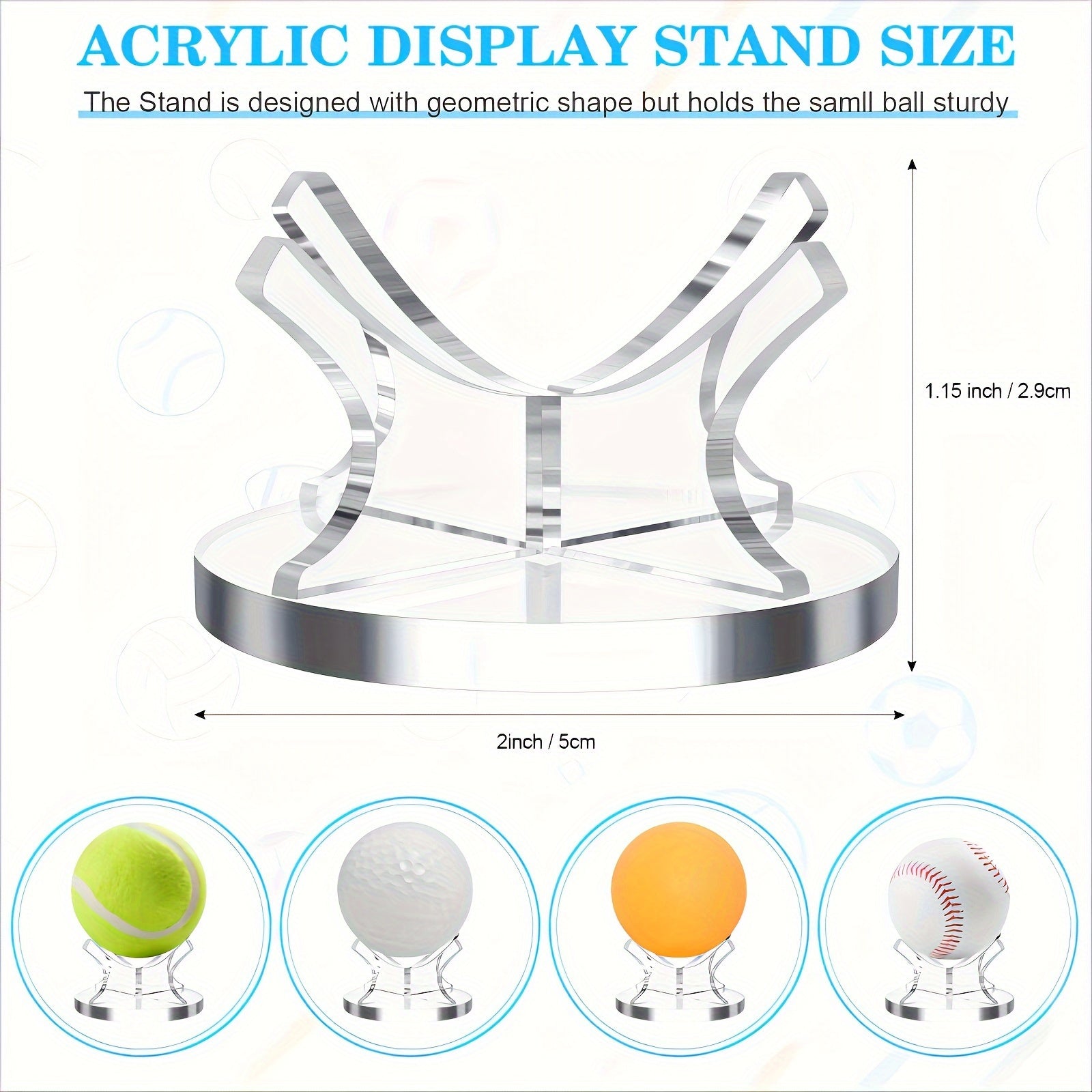 Acrylic Sport Ball Display Rack Holder Baseball Golf Softball Tennis Ball