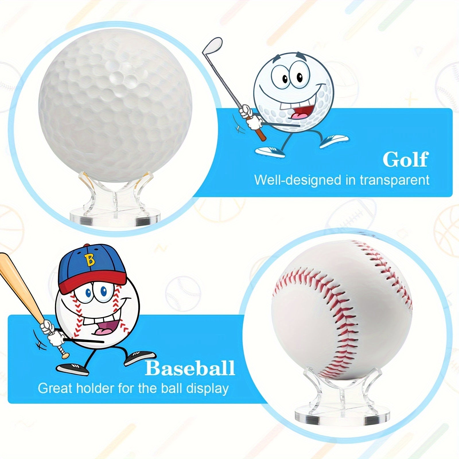 Acrylic Sport Ball Display Rack Holder Baseball Golf Softball Tennis Ball