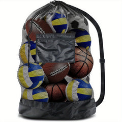 XL Sports Ball Bag Mesh Drawstring Zipper Pocket Basketball Volleyball Baseball