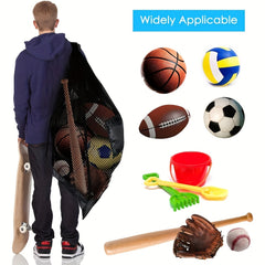 XL Sports Ball Bag Mesh Drawstring Zipper Pocket Basketball Volleyball Baseball