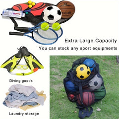 Adjustable Mesh Sports Bag Shoulder Strap Holds Tennis Soccer Football Volleybal