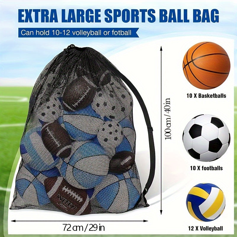 Adjustable Mesh Sports Bag Shoulder Strap Holds Tennis Soccer Football Volleybal