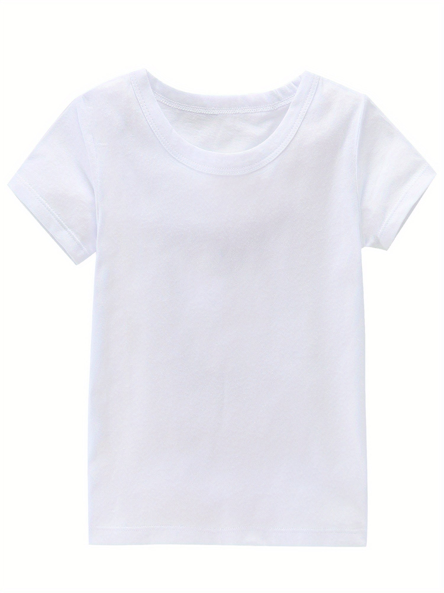 Girls Comfy Cotton Short Sleeve T-shirt Solid Tees Pullover Sports
