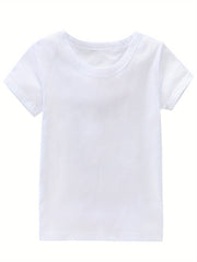 Girls Comfy Cotton Short Sleeve T-shirt Solid Tees Pullover Sports
