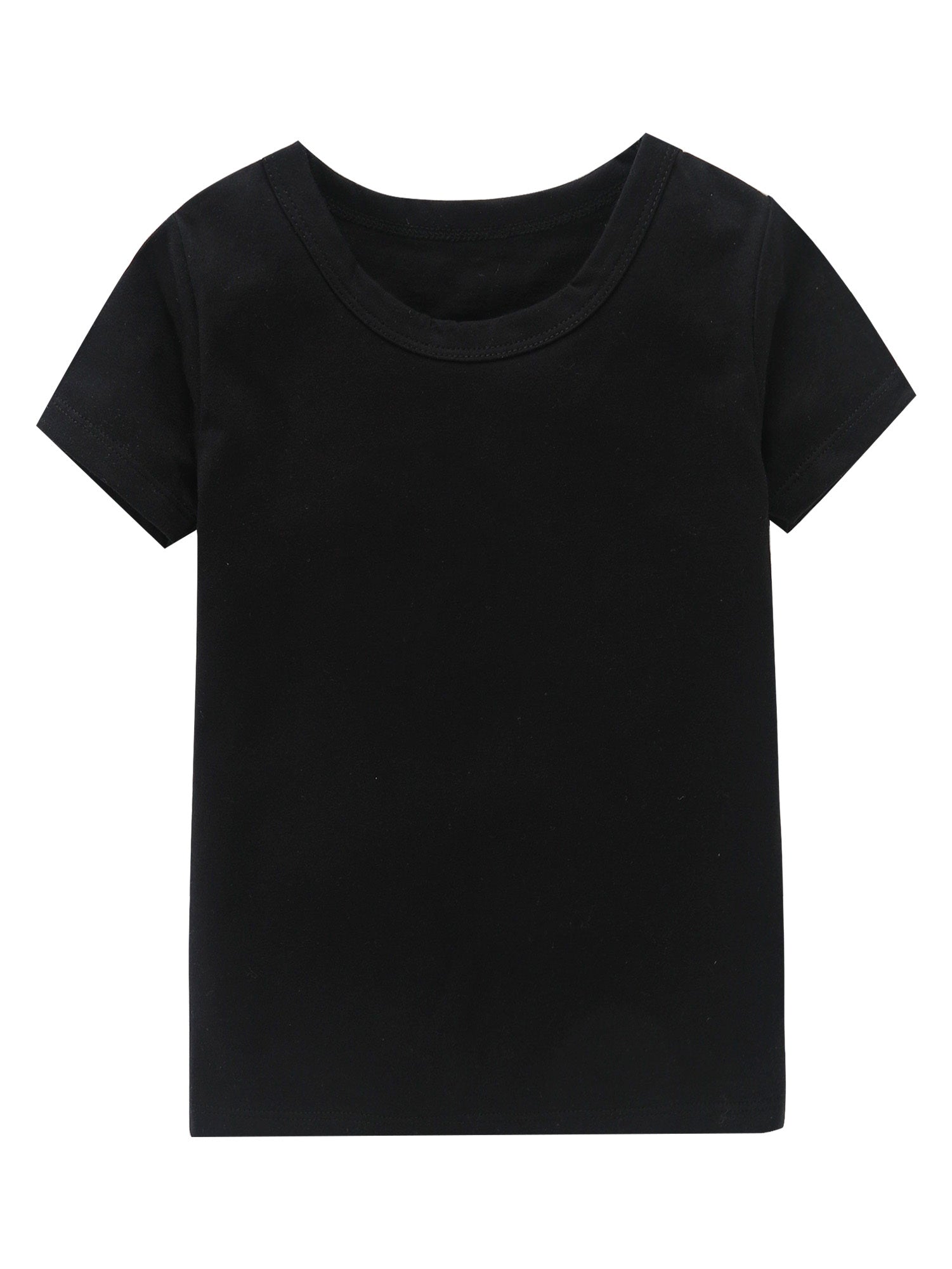 Girls Comfy Cotton Short Sleeve T-shirt Solid Tees Pullover Sports