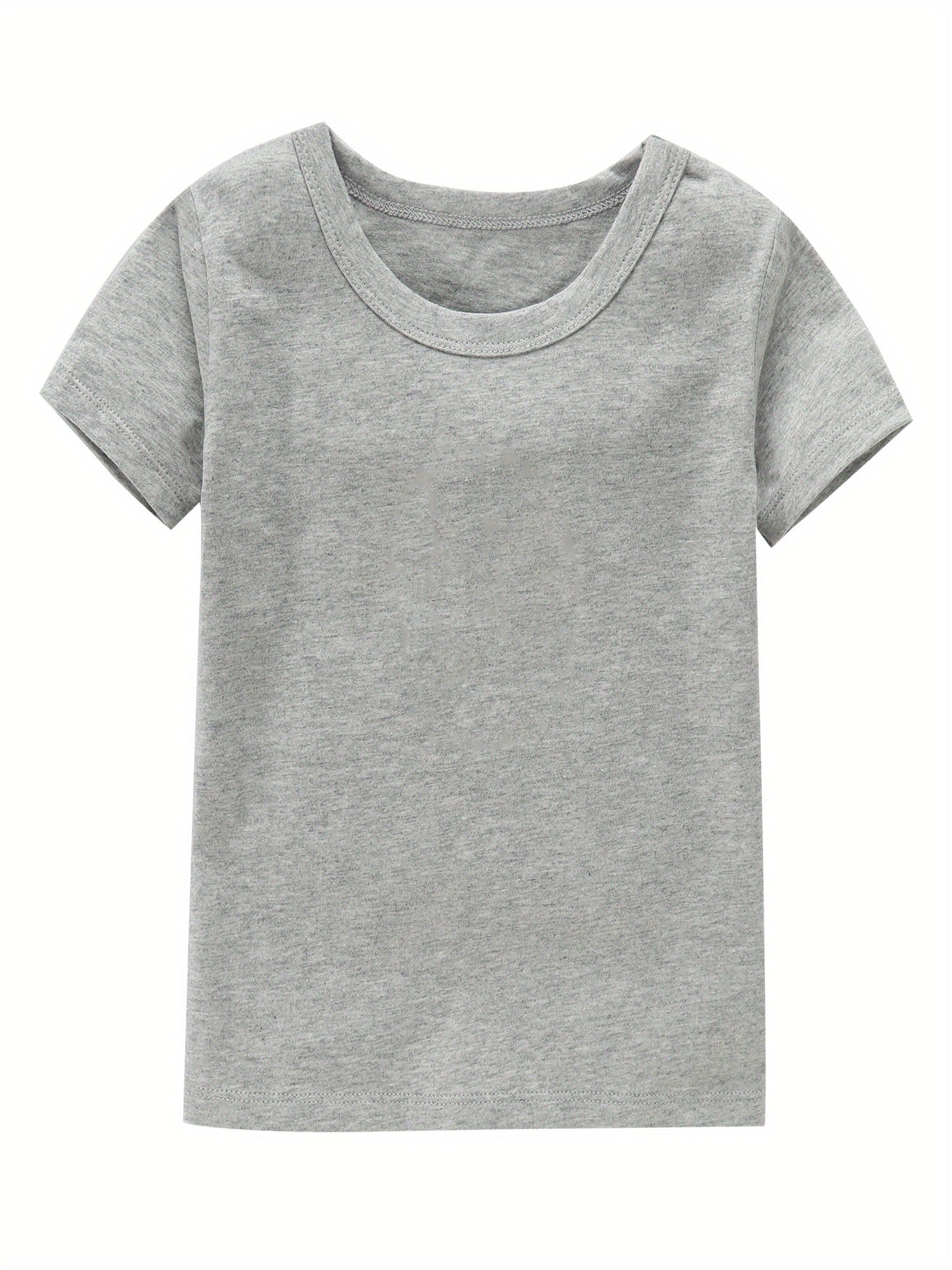 Girls Comfy Cotton Short Sleeve T-shirt Solid Tees Pullover Sports