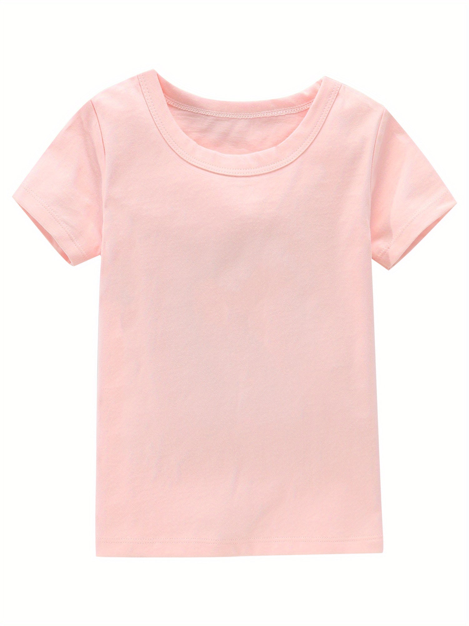 Girls Comfy Cotton Short Sleeve T-shirt Solid Tees Pullover Sports