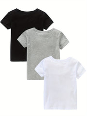 3pcs Girls Cotton Short Sleeve T-shirt Set - Outdoor Sports Gift