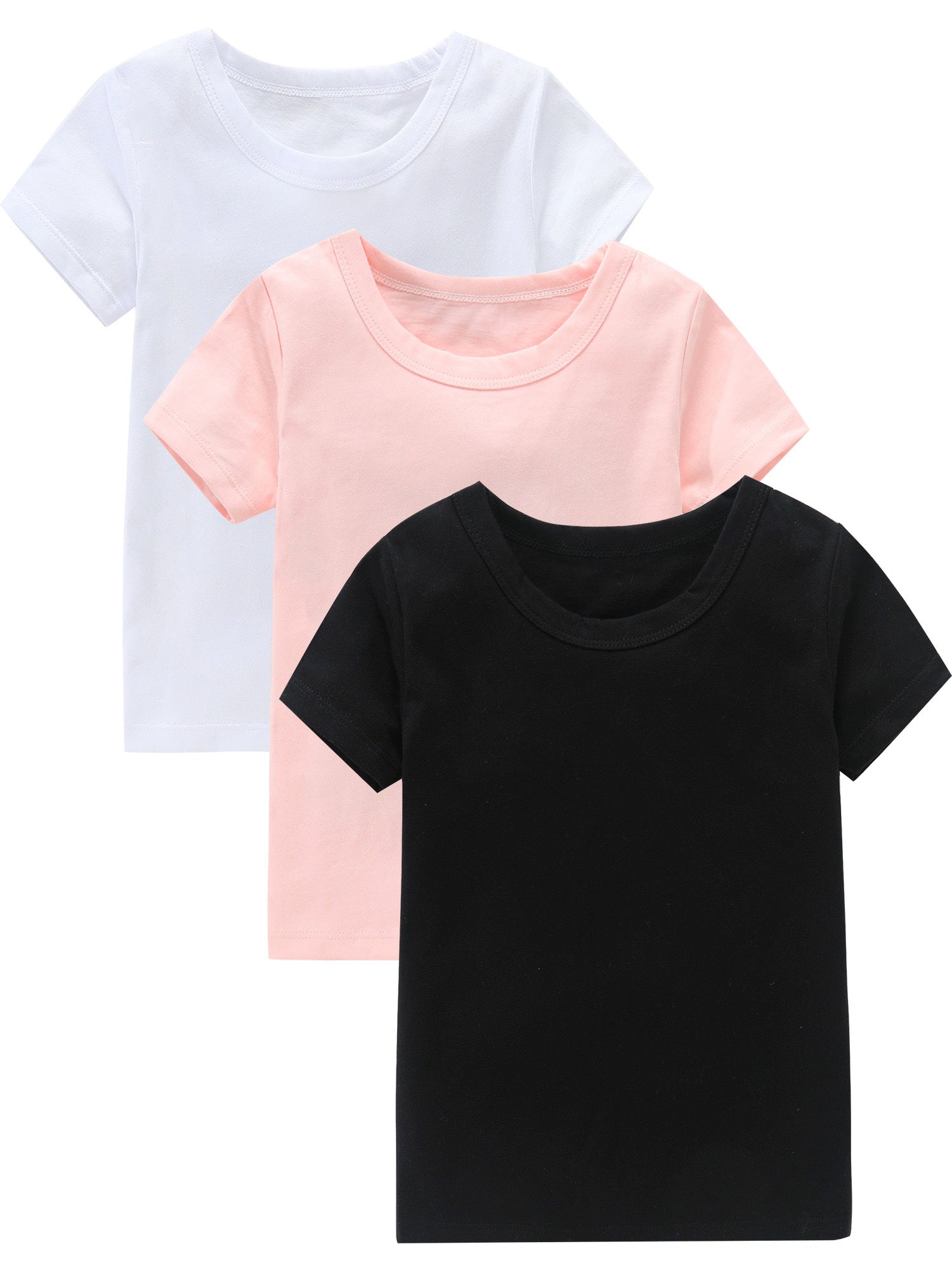 3pcs Girls Cotton Short Sleeve T-shirt Set - Outdoor Sports Gift