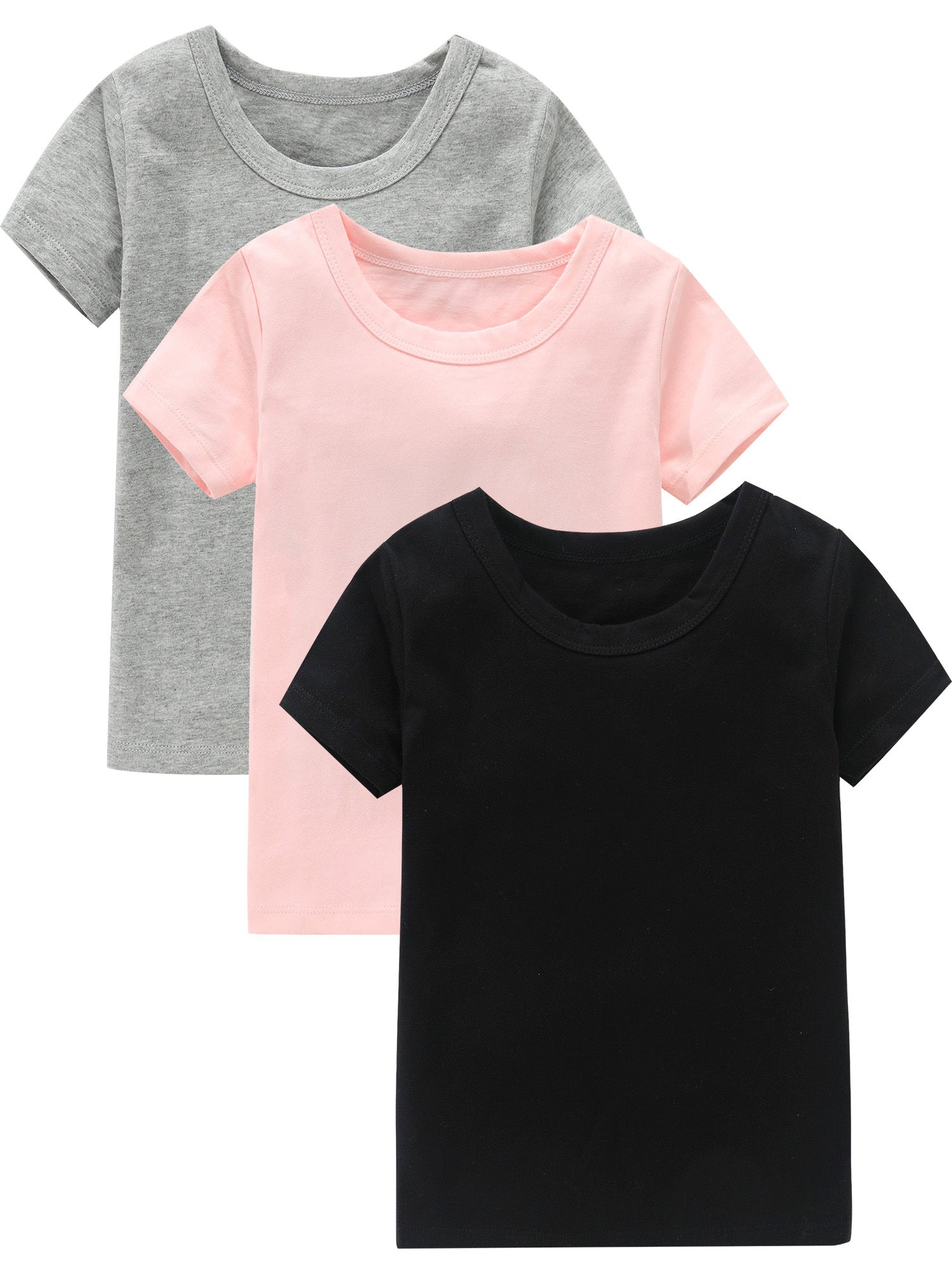 3pcs Girls Cotton Short Sleeve T-shirt Set - Outdoor Sports Gift