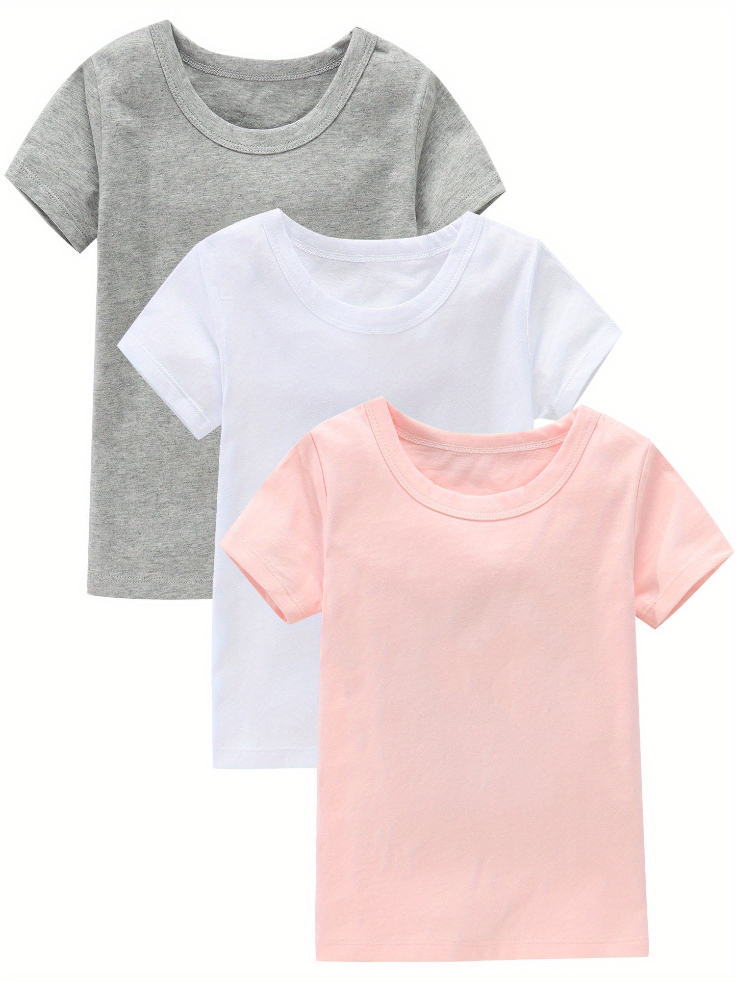 3pcs Girls Cotton Short Sleeve T-shirt Set - Outdoor Sports Gift