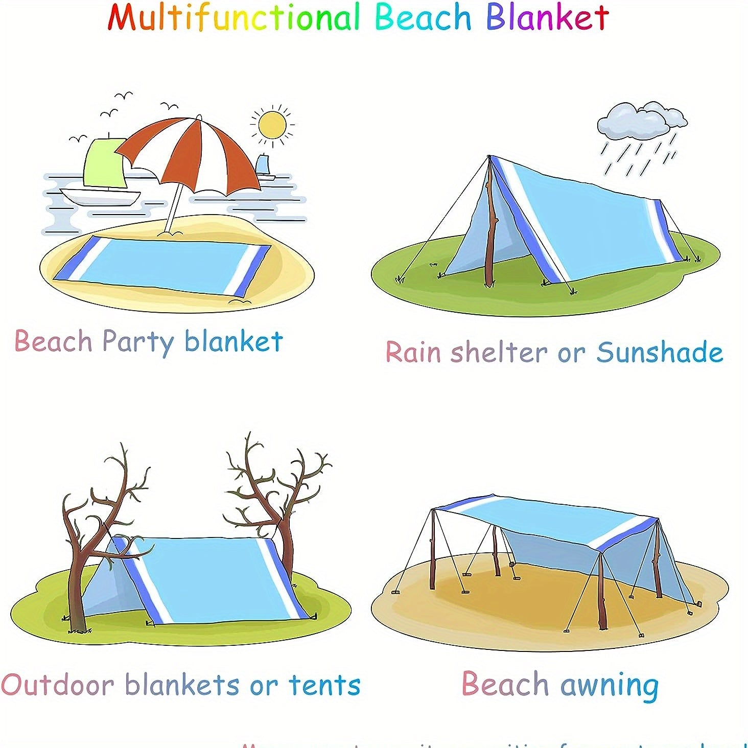 Outdoor Camping Nylon Picnic Mat Waterproof Plaid Cloth Beach Blanket