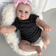 Realistic Reborn Baby Doll with 3D Skin & Veins, Polka Dots Pink Headband