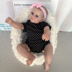 Realistic Reborn Baby Doll with 3D Skin & Veins, Polka Dots Pink Headband