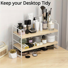 Double Layer Desktop Shelf Dormitory Desk Storage Rack Cosmetic Organizer