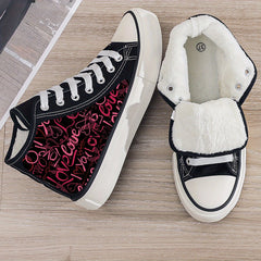 Plush Lined Chunky Canvas Sneakers - Fall/Winter Warm