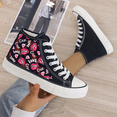 Plush Lined Thermal Chunky Canvas Sneakers Non Slip Shoes