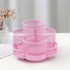 Metal Rotating Pen Holder Makeup Brush Storage Bucket