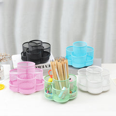 Metal Rotating Pen Holder Makeup Brush Storage Bucket