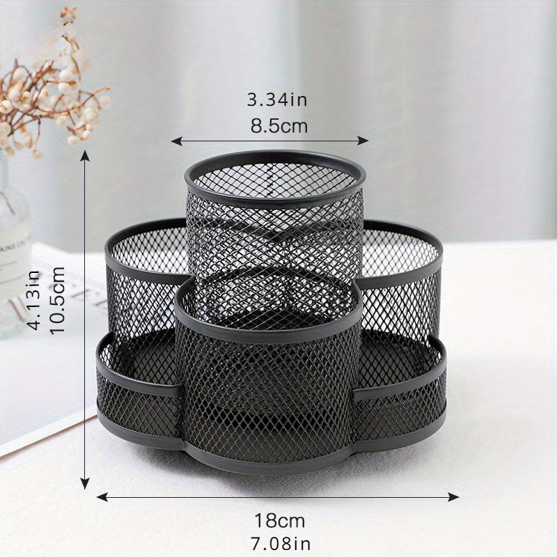 Metal Rotating Pen Holder Makeup Brush Storage Bucket