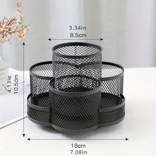 Metal Rotating Pen Holder Makeup Brush Storage Bucket