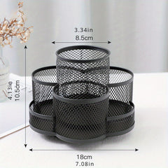 Metal Rotating Pen Holder Makeup Brush Storage Bucket