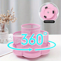 Metal Rotating Pen Holder Makeup Brush Storage Bucket