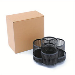 Metal Rotating Pen Holder Makeup Brush Storage Bucket