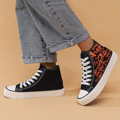 Love Print Flat Heighten Chunky Canvas Sneakers