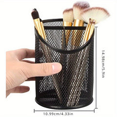 Mesh Round Pencil Holder 3 Compartments Desk Organizer
