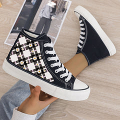 Floral Print Plush Lined Chunky Sneakers
