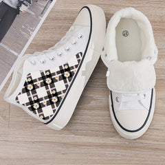 Floral Print Plush Lined Chunky Sneakers