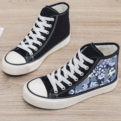 Floral Print Plush Lined Thermal Chunky Sneakers