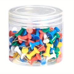 100pcs Multicolored Thumb Tacks with Plastic Storage Box